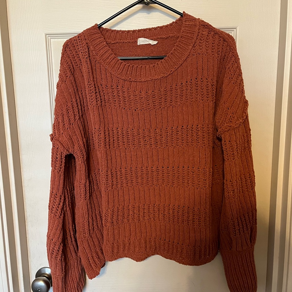 Knit Sweater in rust or burnt orange color